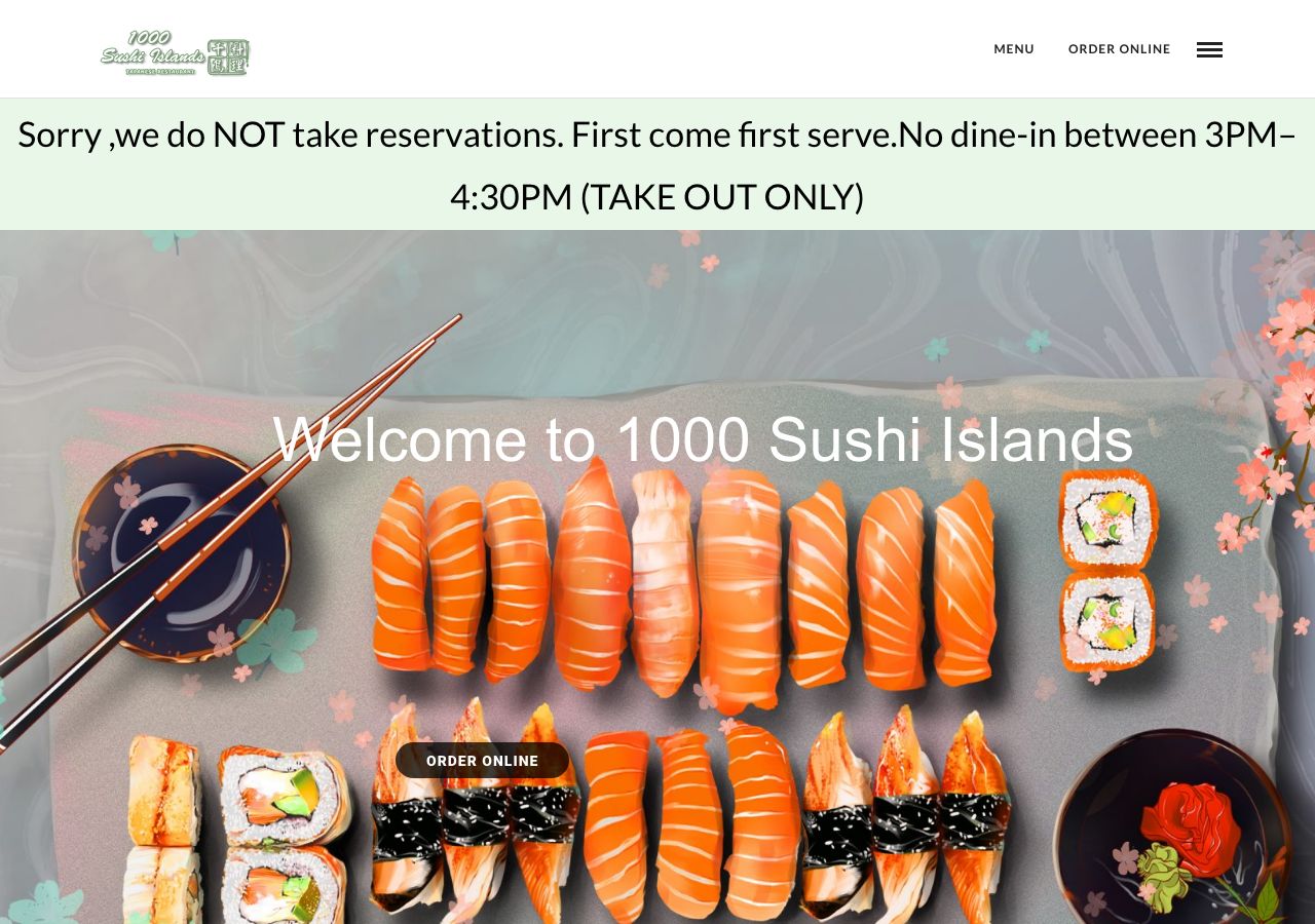 Homepage of 1000 Sushi Islands