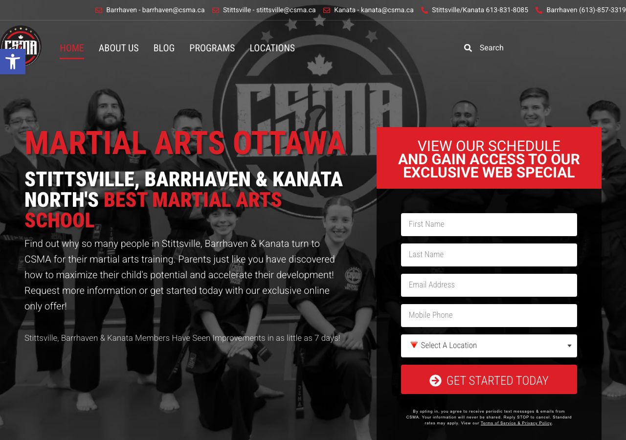 Homepage of Canadian Sports Martial Arts Academy