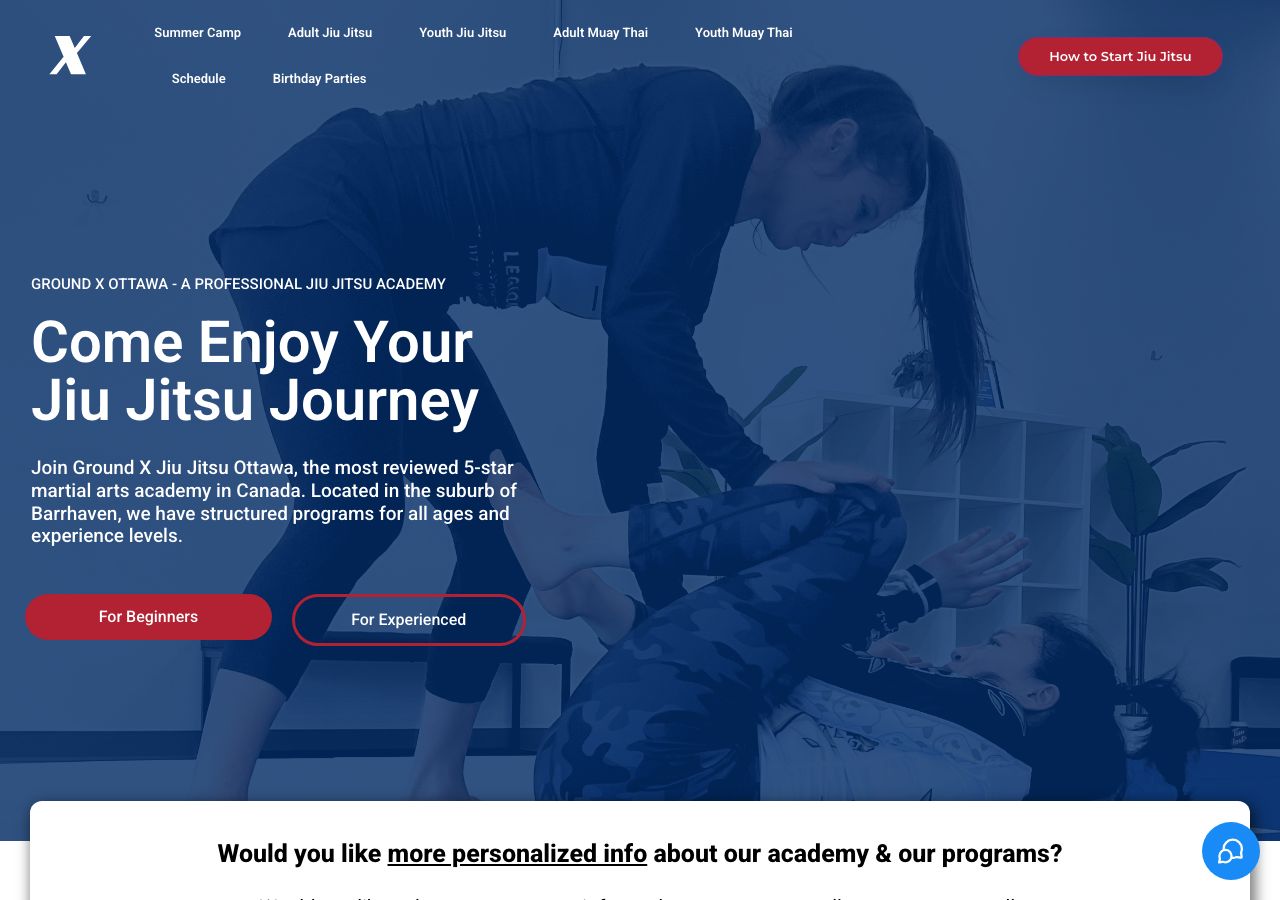 Homepage of Ground X Jiu Jitsu