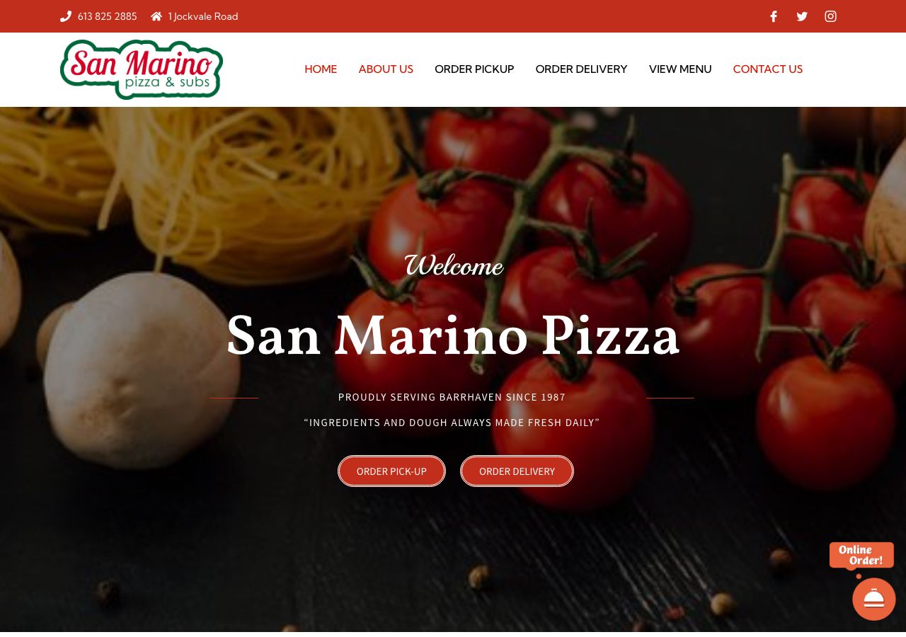 Homepage of San Marino Pizza