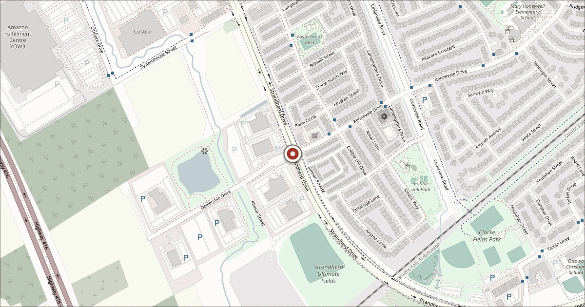 Map showing Strandherd at Dealership in Ottawa
