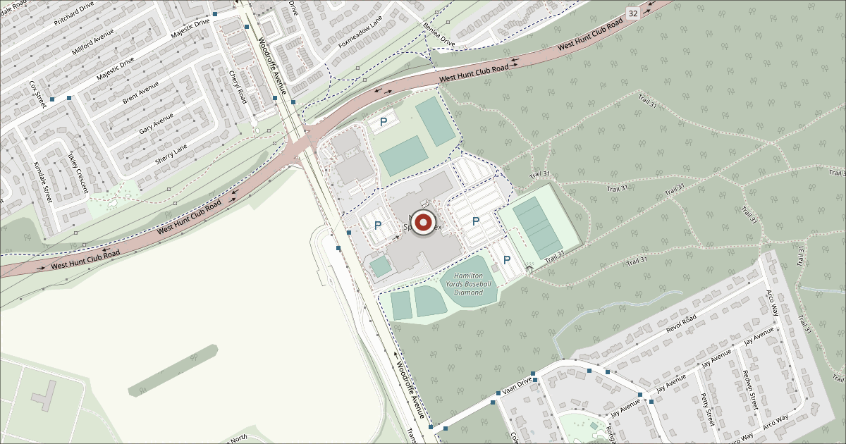 Map showing Nepean Sportsplex in Ottawa